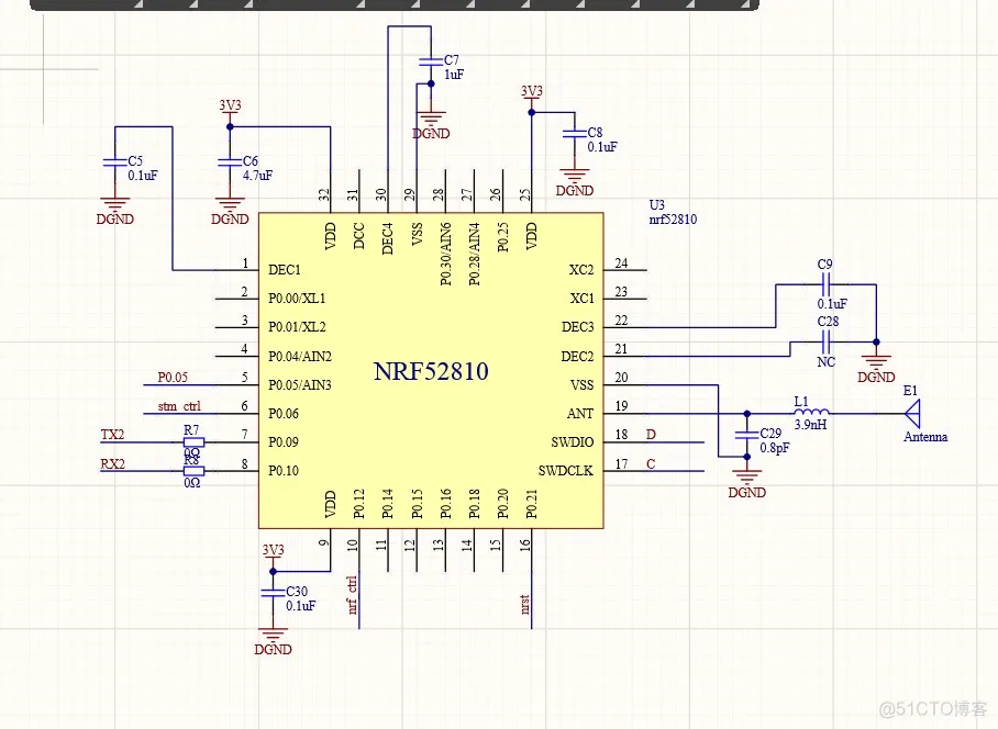 nrf52810/52832开发板能跑，自己的PCB不能跑的原因_原理图_02